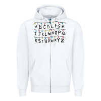 White Stranger Lights Alphabet Zipper Hoodie - artisFamous