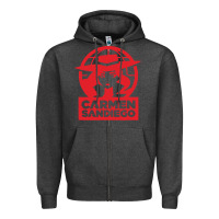 Charcoal Heather carmen sandiego Zipper Hoodie - artisFamous