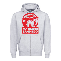 Heather Grey carmen sandiego Zipper Hoodie - artisFamous