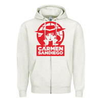 Oatmeal Heather carmen sandiego Zipper Hoodie - artisFamous