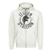 Oatmeal Heather Italian Stallion Zipper Hoodie - artisFamous
