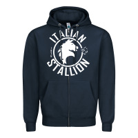 Navy Italian Stallion Zipper Hoodie - artisFamous