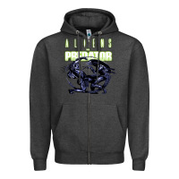 Charcoal Heather Predator Alien Zipper Hoodie - artisFamous
