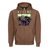 Chestnut Predator Alien Zipper Hoodie - artisFamous