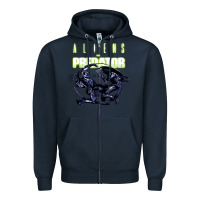 Navy Predator Alien Zipper Hoodie - artisFamous