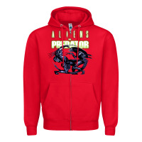 Red Predator Alien Zipper Hoodie - artisFamous