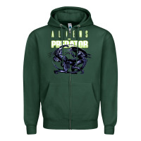 Sports Green Predator Alien Zipper Hoodie - artisFamous