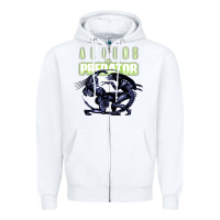 White Predator Alien Zipper Hoodie - artisFamous
