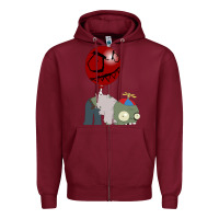 Burgundy Plants vs. Zombies Zipper Hoodie - artisFamous