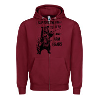 Burgundy bear arms 2nd amendment funny hunting Zipper Hoodie - artisFamous