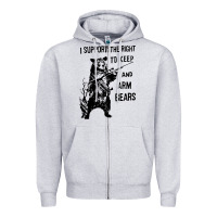 Heather Grey bear arms 2nd amendment funny hunting Zipper Hoodie - artisFamous