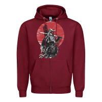 Burgundy Soul of Samurai Zipper Hoodie - artisFamous