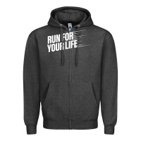 Charcoal Heather run for your life Zipper Hoodie - artisFamous