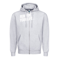 Heather Grey run for your life Zipper Hoodie - artisFamous