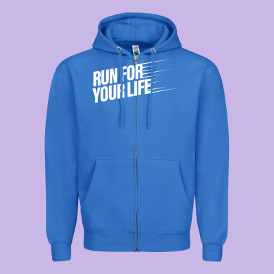 Run For Your Life Zipper Hoodie Designed By Artisfamous