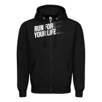 Black run for your life Zipper Hoodie - artisFamous