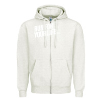 Oatmeal Heather run for your life Zipper Hoodie - artisFamous