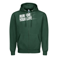 Sports Green run for your life Zipper Hoodie - artisFamous