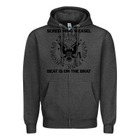 Charcoal Heather Screeching Weasel Beat Is On The Brat Zipper Hoodie - artisFamous