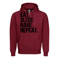 Burgundy eat sleep rave repeat Zipper Hoodie - artisFamous