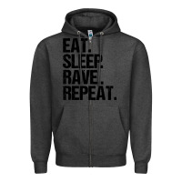 Charcoal Heather eat sleep rave repeat Zipper Hoodie - artisFamous