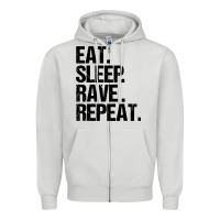 Dove Grey eat sleep rave repeat Zipper Hoodie - artisFamous