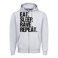Heather Grey eat sleep rave repeat Zipper Hoodie - artisFamous