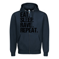 Navy eat sleep rave repeat Zipper Hoodie - artisFamous