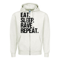 Oatmeal Heather eat sleep rave repeat Zipper Hoodie - artisFamous