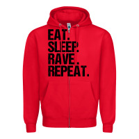 Red eat sleep rave repeat Zipper Hoodie - artisFamous
