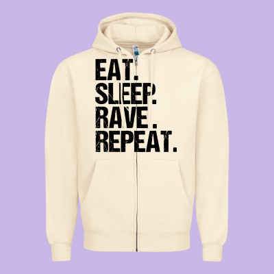 Eat Sleep Rave Repeat Zipper Hoodie Designed By Artisfamous