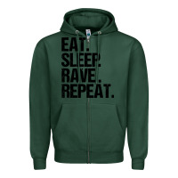 Sports Green eat sleep rave repeat Zipper Hoodie - artisFamous