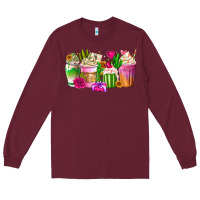 Burgundy Stuck On You Cup Long Sleeve Tee - CowhideDigitalArt
