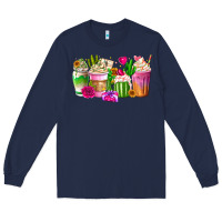 Navy Stuck On You Cup Long Sleeve Tee - CowhideDigitalArt