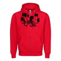 Red Octopus Zipper Hoodie - artisFamous