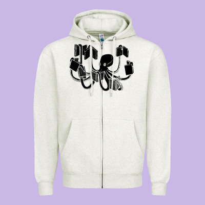 Octopus Zipper Hoodie Designed By Artisfamous