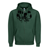 Sports Green Octopus Zipper Hoodie - artisFamous