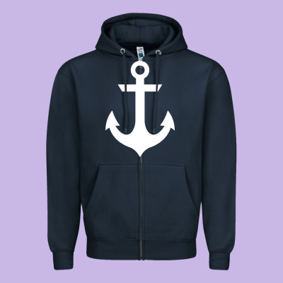 Preppy Nautical Anchor Zipper Hoodie Designed By Artisfamous