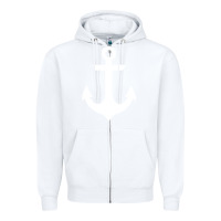 White preppy nautical anchor Zipper Hoodie - artisFamous