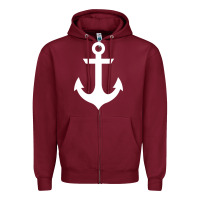 Burgundy preppy nautical anchor Zipper Hoodie - artisFamous