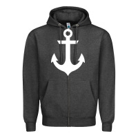 Charcoal Heather preppy nautical anchor Zipper Hoodie - artisFamous