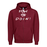 Burgundy friends how you doin reunion Zipper Hoodie - artisFamous