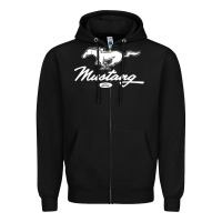 Black mustang pony script Zipper Hoodie - artisFamous
