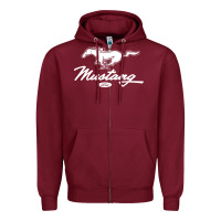Burgundy mustang pony script Zipper Hoodie - artisFamous