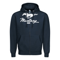 Navy mustang pony script Zipper Hoodie - artisFamous