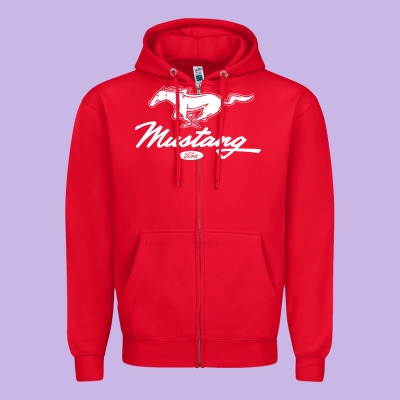 Mustang Pony Script Zipper Hoodie Designed By Artisfamous