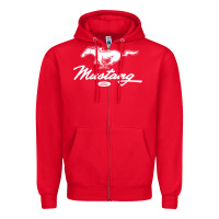 Red mustang pony script Zipper Hoodie - artisFamous