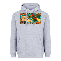 Heather Grey Chicken rooster and chicks with leopard Heavyweight Hoodie - RanaPortraitStore