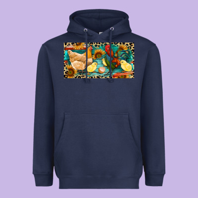 Chicken Rooster And Chicks With Leopard Heavyweight Hoodie Designed By Ranaportraitstore