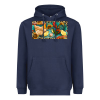 Navy Chicken rooster and chicks with leopard Heavyweight Hoodie - RanaPortraitStore